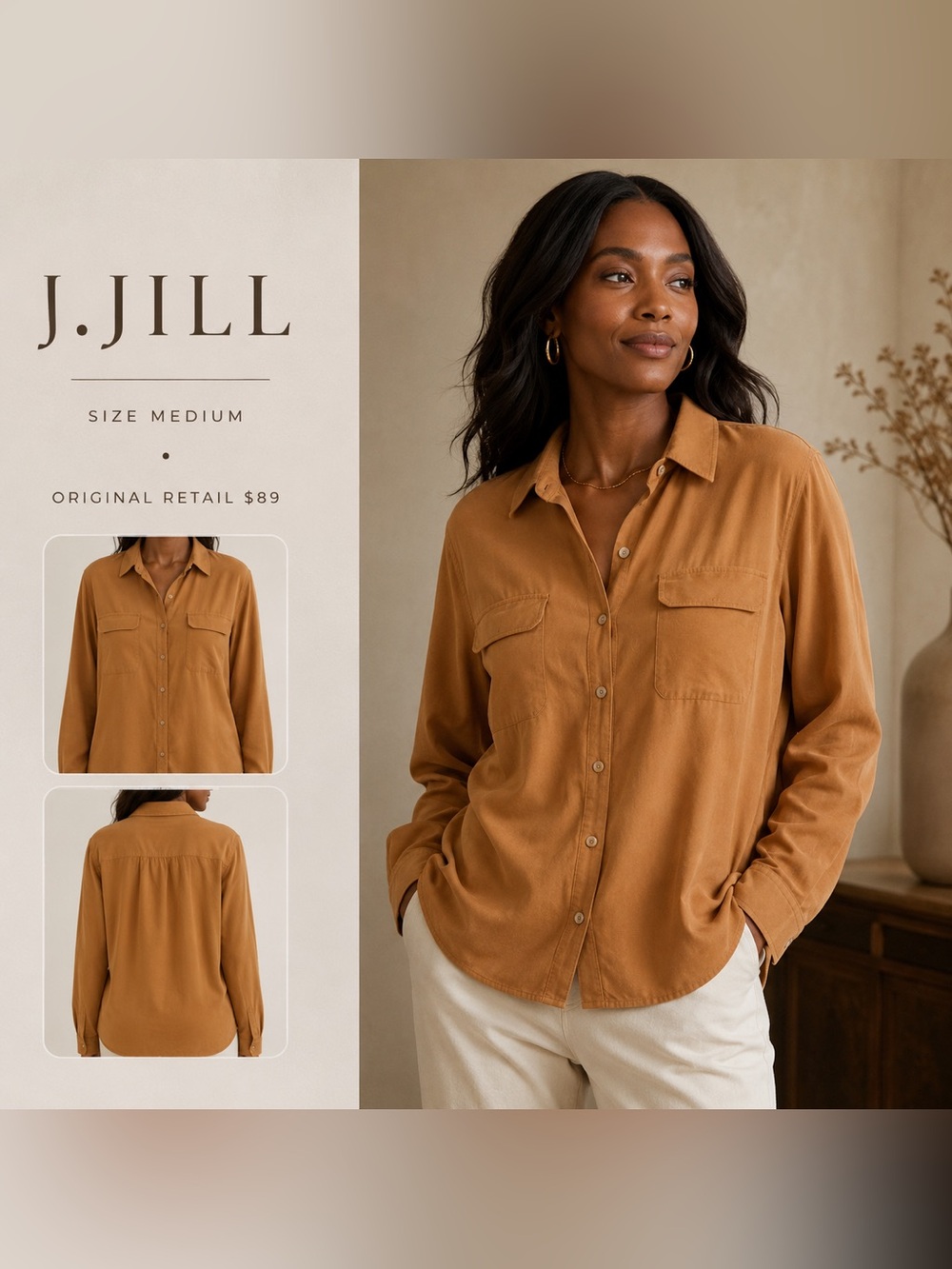J. Jill Button-Down Shirt in Caramel Brown